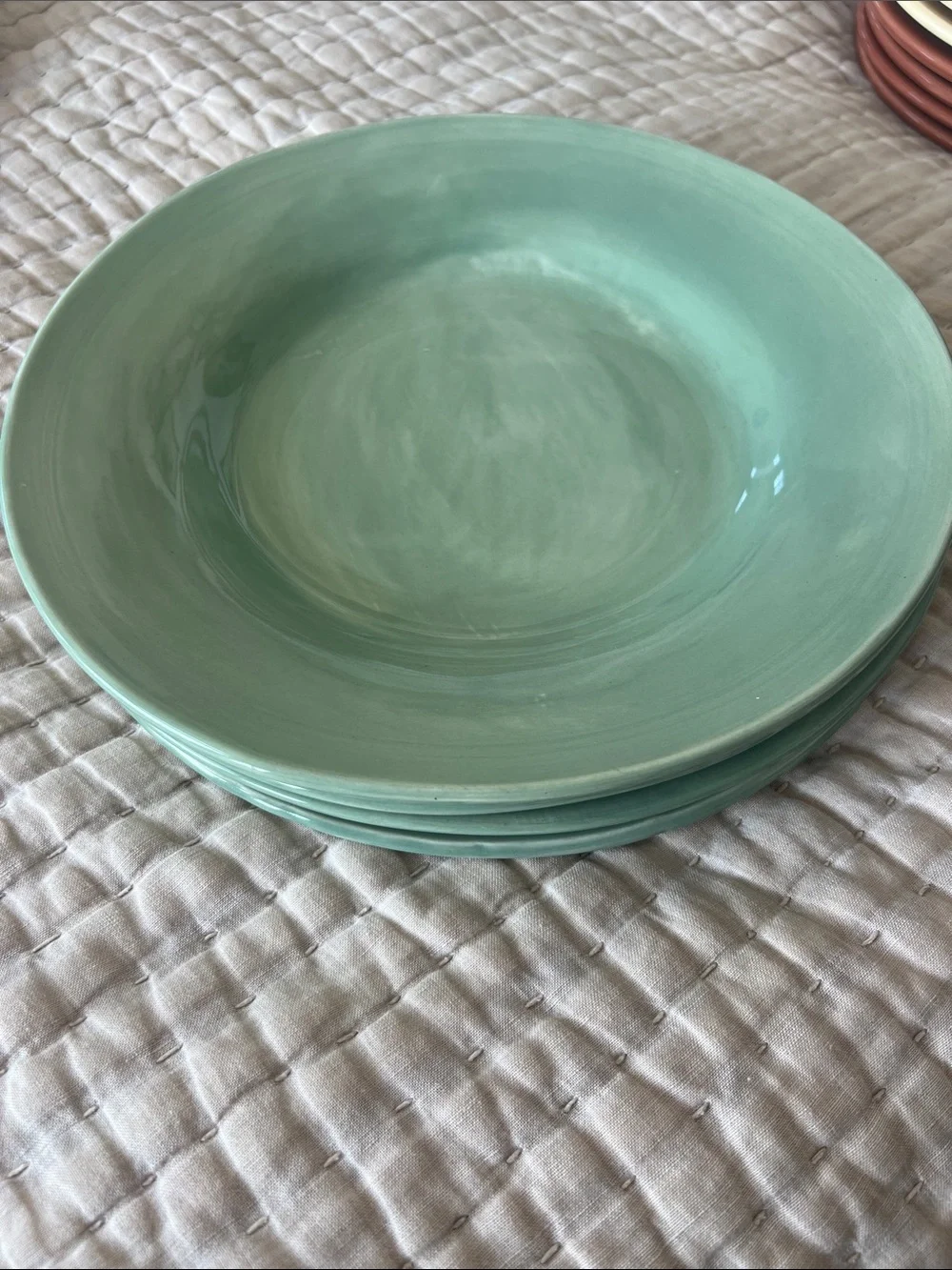 Pottery Barn Sage Green Glazed Sausalito Ceramic Dinner plates - Set of 4